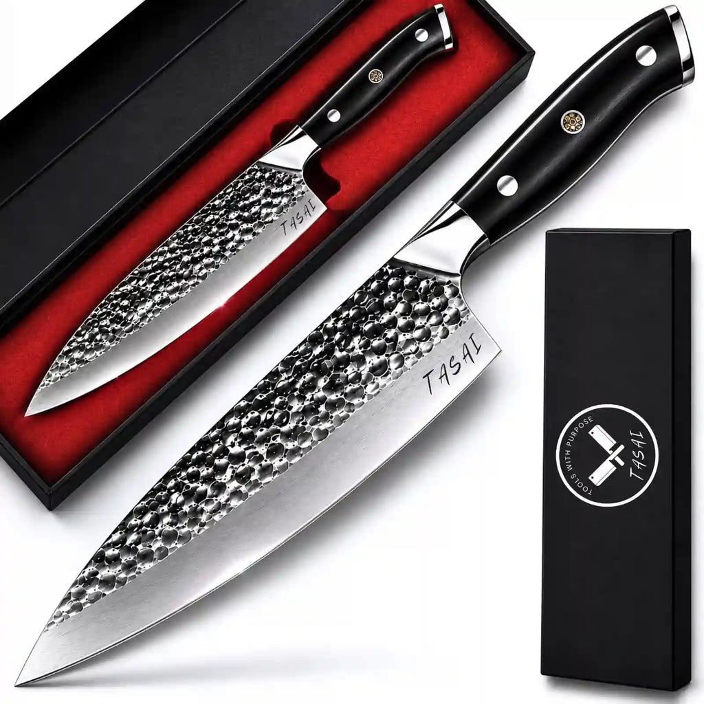 TASAI – Nóż Chef Knife 8” Hammered Damascus Steel