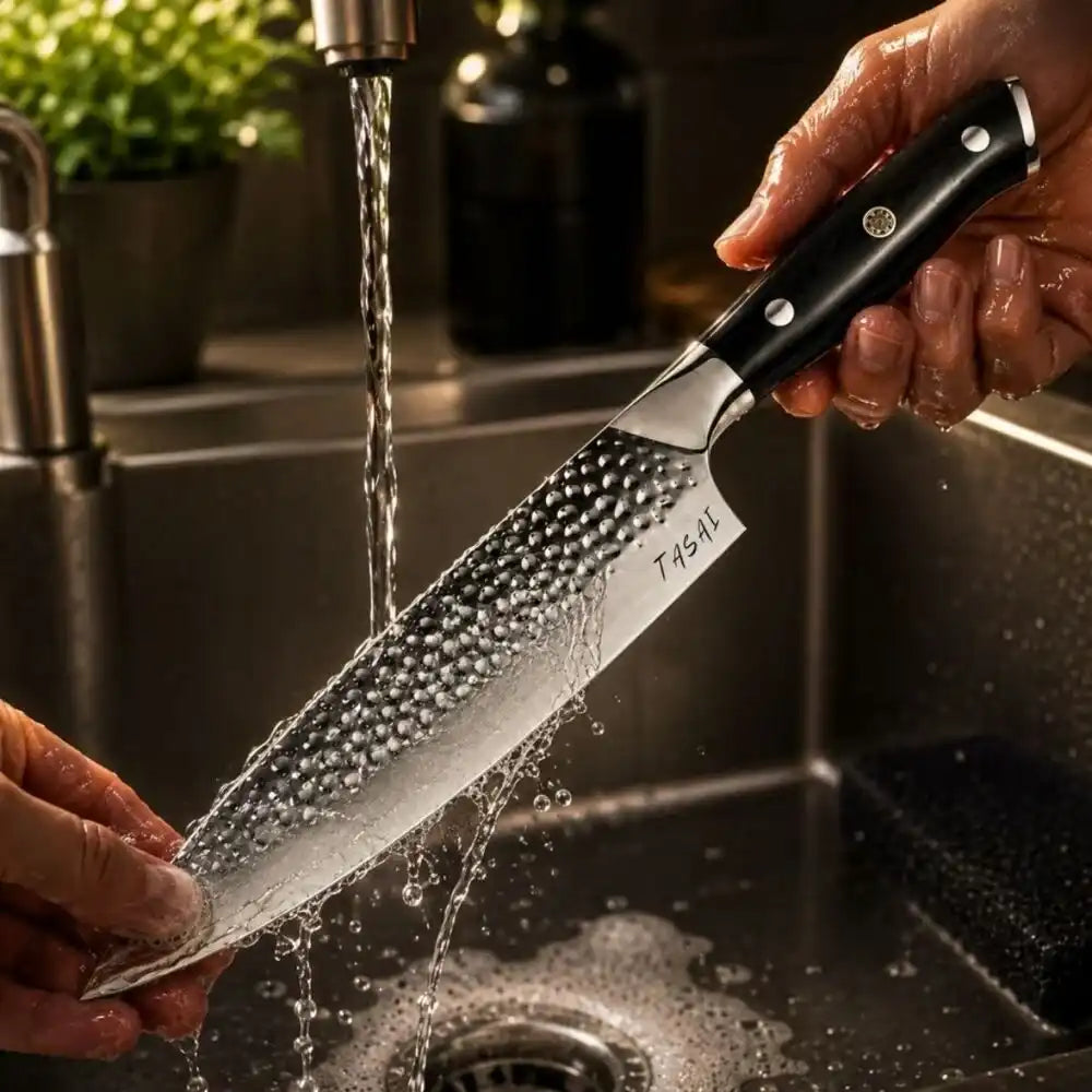 TASAI – Nóż Chef Knife 8” Hammered Damascus Steel