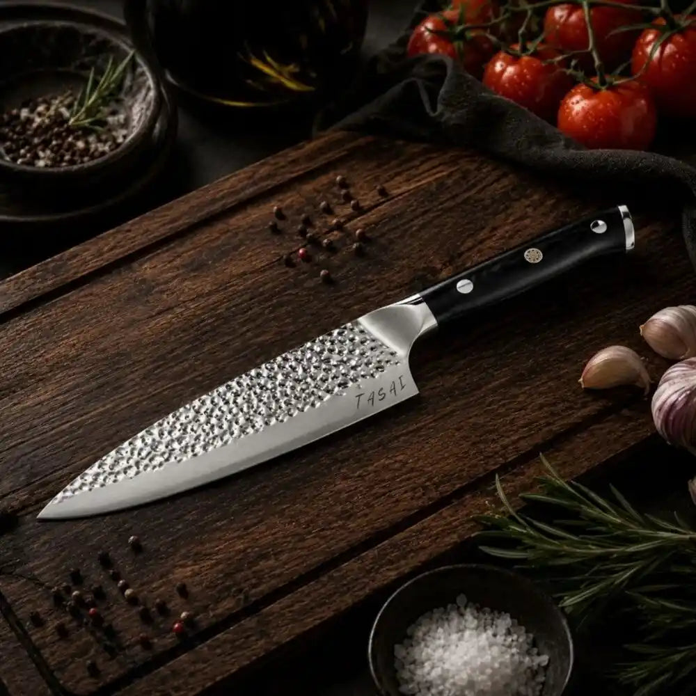 TASAI – Nóż Chef Knife 8” Hammered Damascus Steel